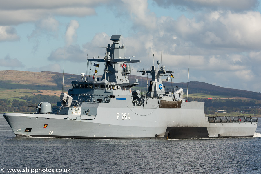 Photograph of the vessel FGS Ludwigshafen am Rhein pictured passing Greenock on 9th October 2016
