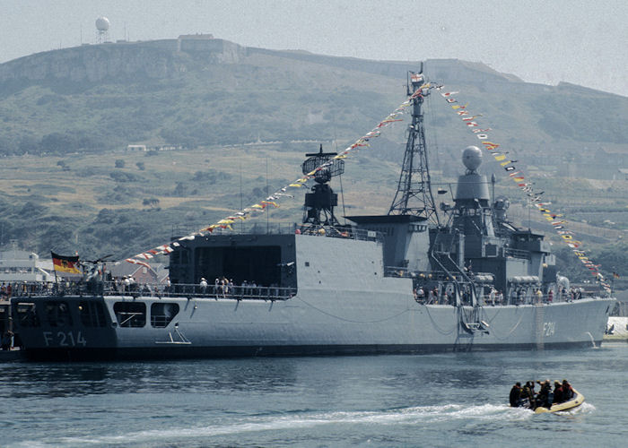 Photograph of the vessel FGS Lübeck pictured in Portland Harbour on 21st July 1990