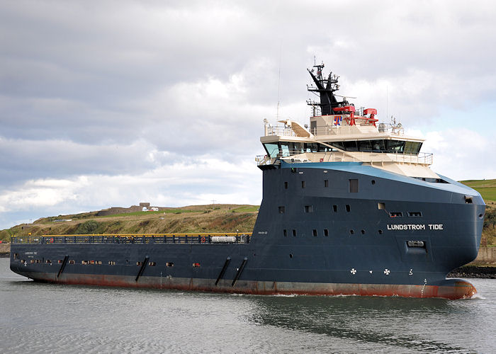 Photograph of the vessel  Lundstrom Tide pictured arriving at Aberdeen on 15th September 2013