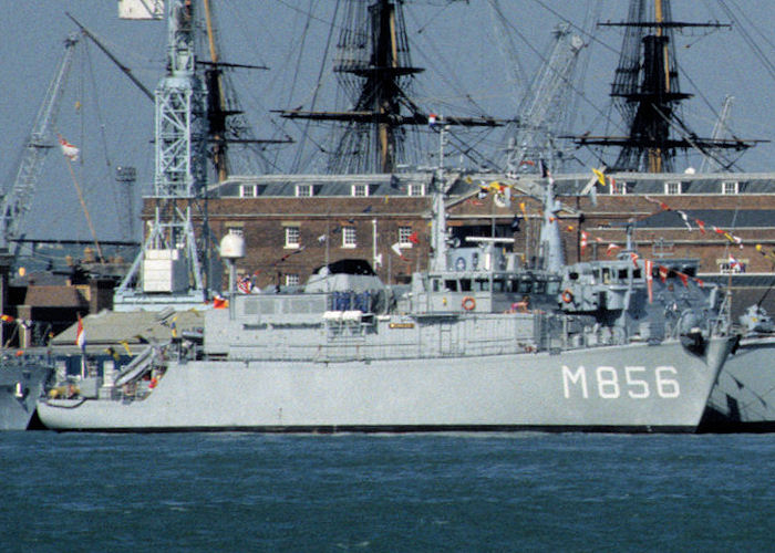 Photograph of the vessel HrMS Maassluis pictured in Portsmouth Naval Base on 8th May 1996