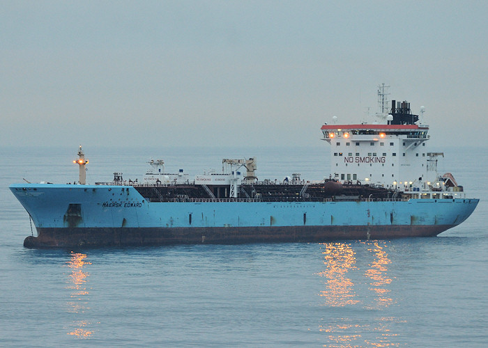 Photograph of the vessel  Maersk Edward pictured at anchor off Rotterdam on 26th June 2012