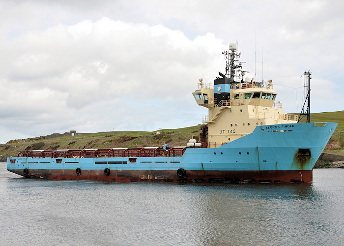 Photograph of the vessel  Mærsk Finder pictured arriving at Aberdeen on 17th April 2012