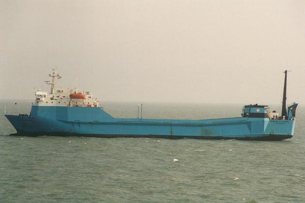 Photograph of the vessel  Maersk Flanders pictured at anchor off Felixstowe on 20th August 1995