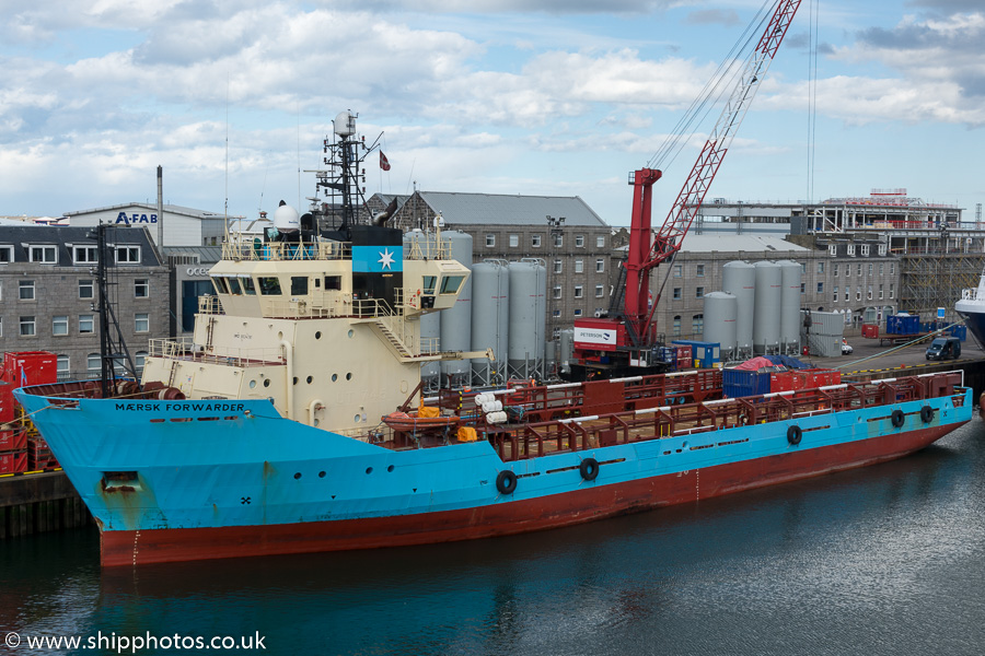 Photograph of the vessel  Mærsk Forwarder pictured at Aberdeen on 17th May 2015