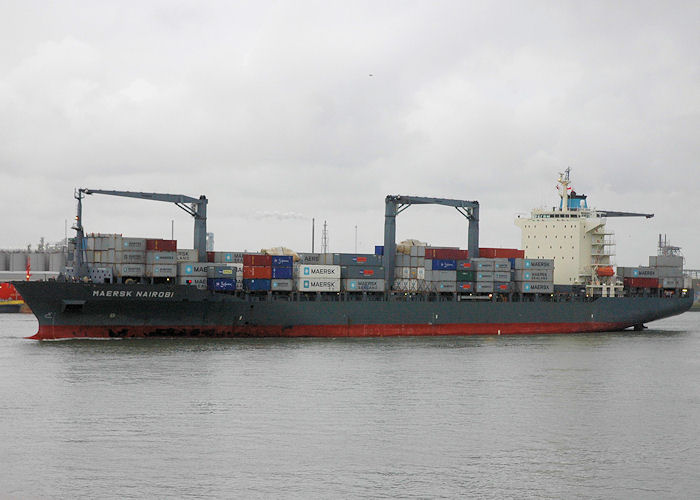 Photograph of the vessel  Maersk Nairobi pictured passing Vlaardingen on 21st June 2010