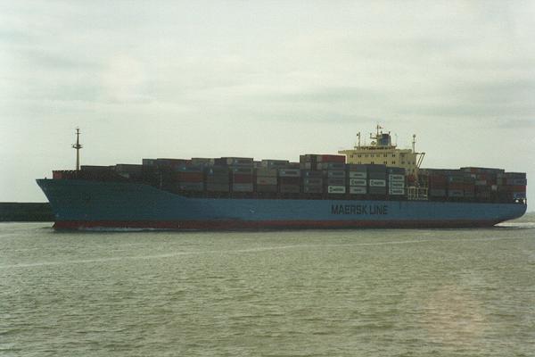 Photograph of the vessel  Magleby Mærsk pictured arriving at Le Havre on 6th March 1994