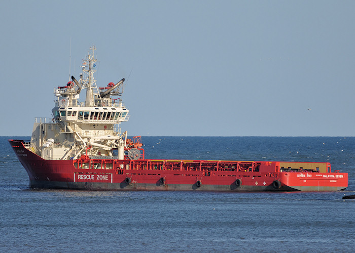 Photograph of the vessel  Malaviya Seven pictured departing Aberdeen on 16th April 2012