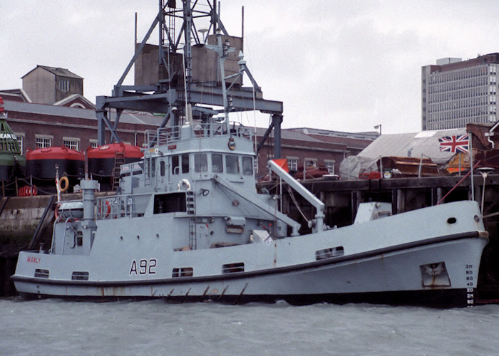 Photograph of the vessel HMS Manly pictured in Portsmouth Naval Base on 24th September 1988