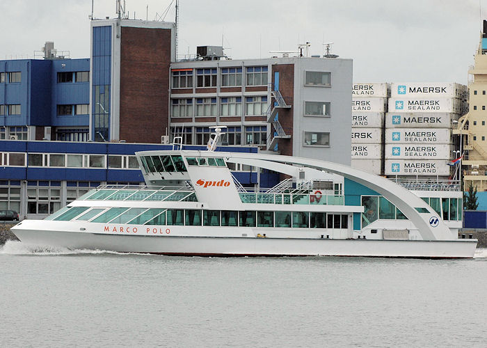 Photograph of the vessel  Marco Polo pictured on the Nieuwe Maas at Rotterdam on 20th June 2010