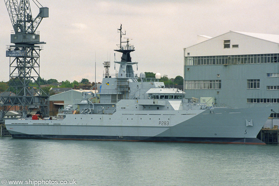 Photograph of the vessel HMS Mersey pictured fitting out at Woolston on 27th September 2003
