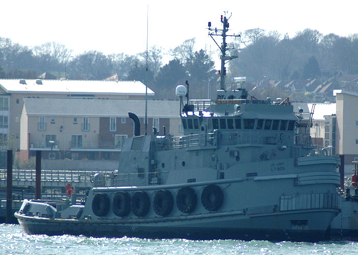 Photograph of the vessel USAV MGen. Winfield Scott pictured at Hythe after extensive rebuilding on 22nd April 2006