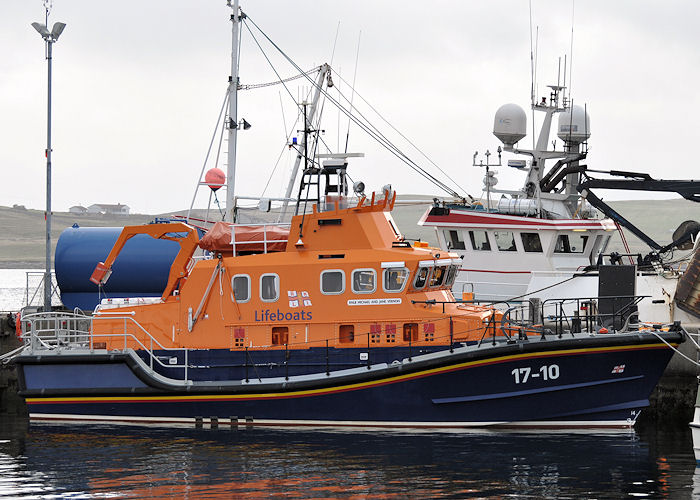 Photograph of the vessel RNLB Michael and Jane Vernon pictured at Lerwick on 10th May 2013
