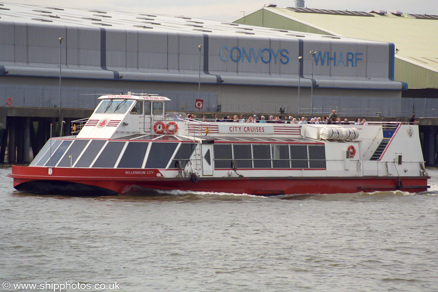 Photograph of the vessel  Millennium City pictured in London on 22nd April 2002