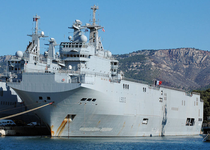 Photograph of the vessel FS Mistral pictured at Toulon on 9th August 2008