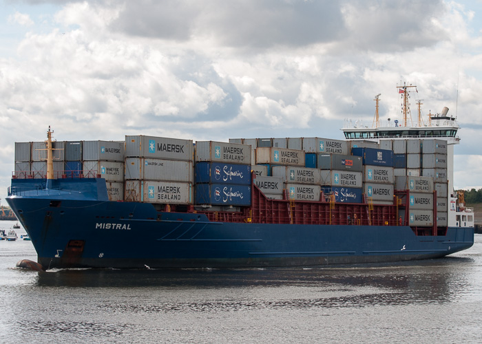 Photograph of the vessel  Mistral pictured departing the River Tyne on 24th August 2014