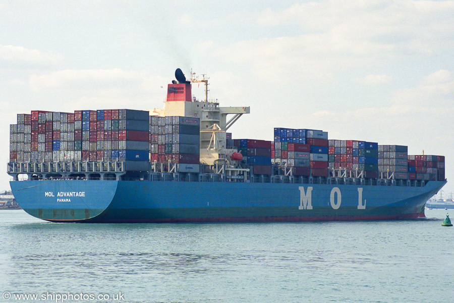 Photograph of the vessel  MOL Advantage pictured arriving at Southampton on 1st September 2002