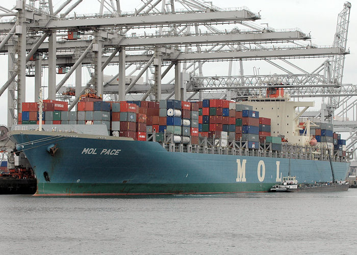 Photograph of the vessel  MOL Pace pictured in Amazonehaven, Europoort on 20th June 2010