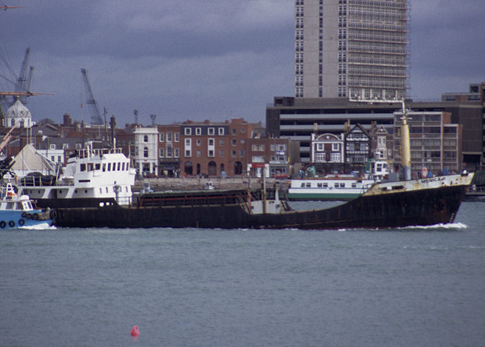 Photograph of the vessel  Monica R pictured departing Portsmouth Harbour on 27th October 1990