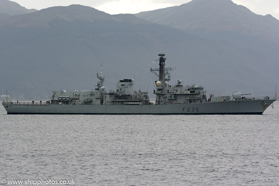 Photograph of the vessel HMS Monmouth pictured passing Gourock on 7th October 2016