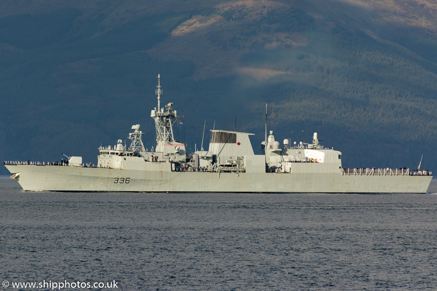 Photograph of the vessel HMCS Montreal pictured passing Gourock on 18th October 2015