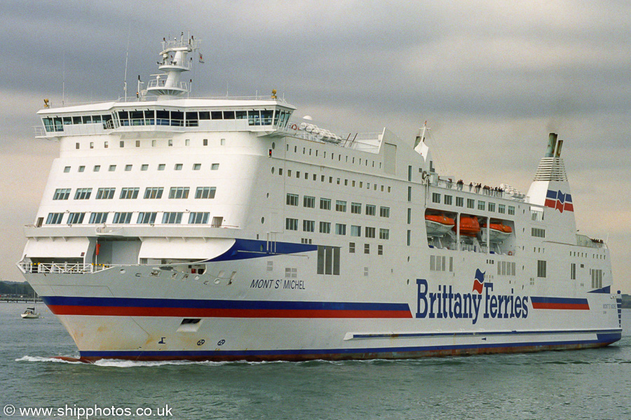 Photograph of the vessel  Mont St. Michel pictured departing Portsmouth Harbour on 27th September 2003