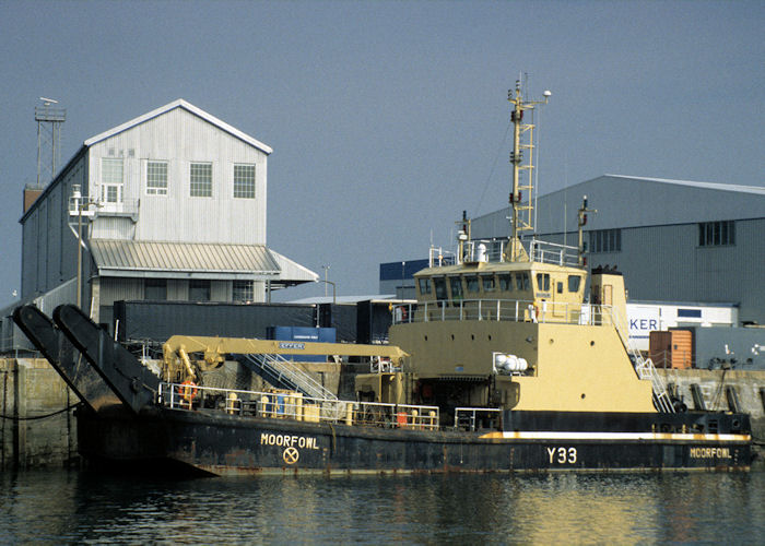 Photograph of the vessel RMAS Moorfowl pictured in Devonport Naval Base on 27th September 1997
