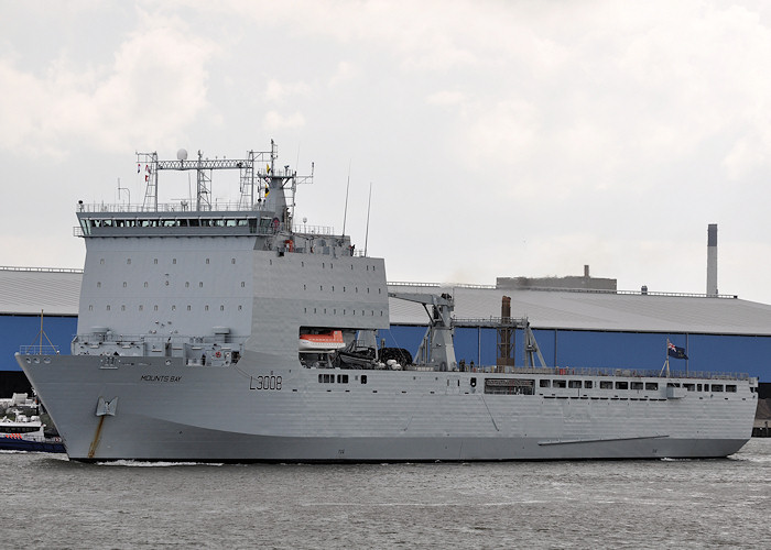 Photograph of the vessel RFA Mounts Bay pictured passing Vlaardingen on 22nd June 2012