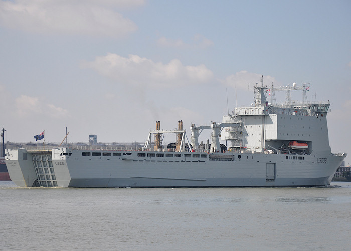 Photograph of the vessel RFA Mounts Bay pictured passing Vlaardingen on 26th June 2012