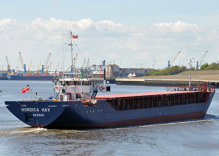 Photograph of the vessel  Nordica Hav pictured passing North Shields on 26th May 2013
