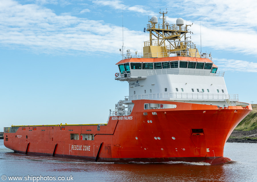 Photograph of the vessel  Normand Falnes pictured arriving at Aberdeen on 9th August 2023