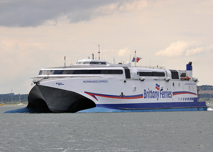 Photograph of the vessel  Normandie Express pictured departing Portsmouth Harbour on 20th July 2012