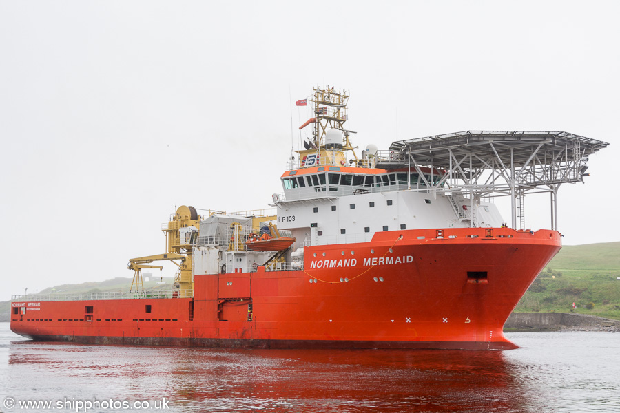 Photograph of the vessel  Normand Mermaid pictured arriving at Aberdeen on 31st May 2019