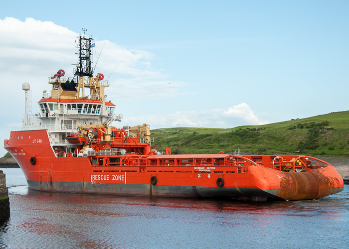 Photograph of the vessel  Normand Neptun pictured departing Aberdeen on 8th June 2014