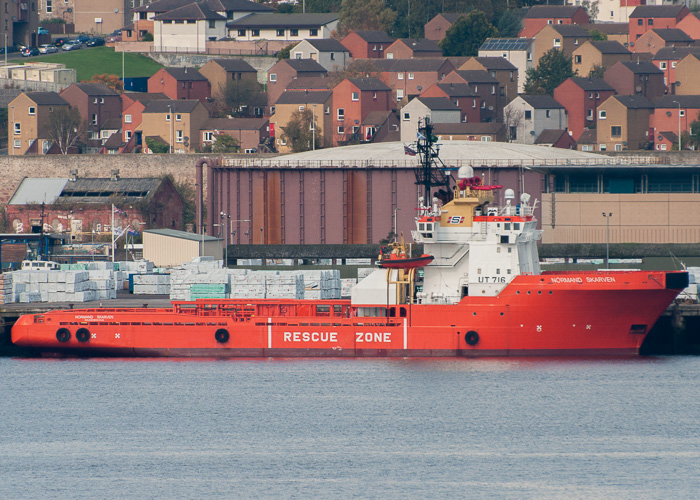 Photograph of the vessel  Normand Skarven pictured at Dundee on 10th October 2014