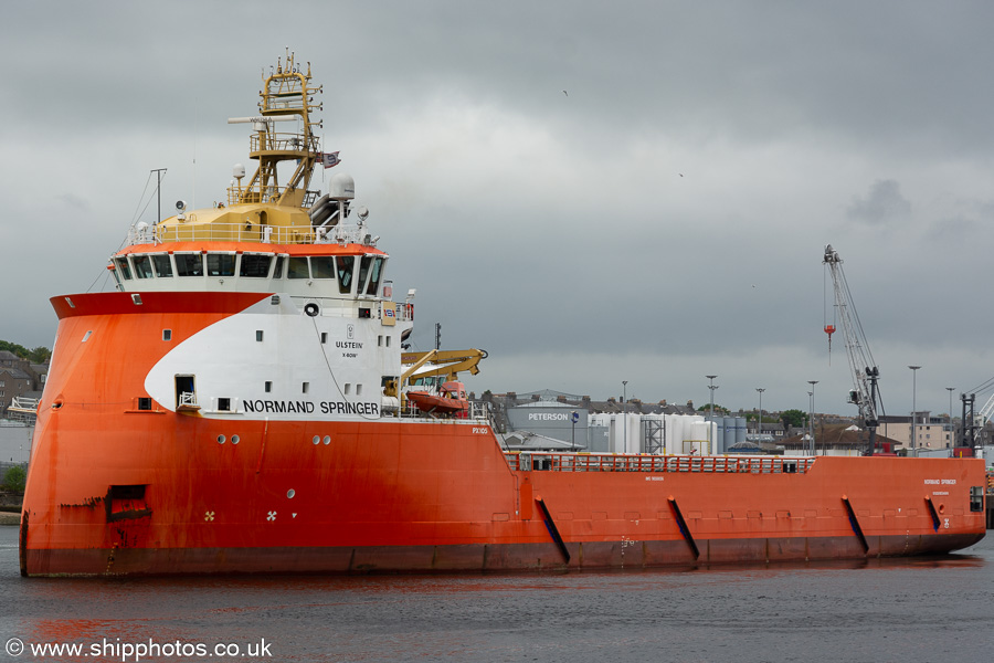 Photograph of the vessel  Normand Springer pictured departing Aberdeen on 22nd May 2022
