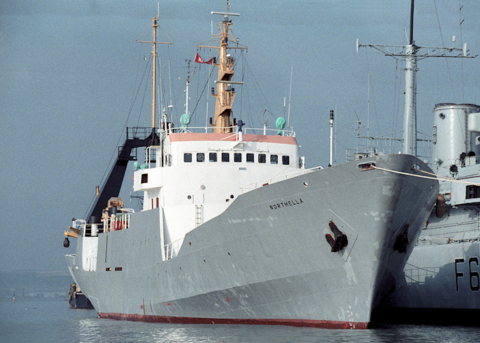 Photograph of the vessel ts Northella pictured in Portsmouth Naval Base on 20th February 1988