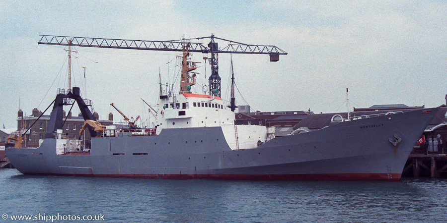 Photograph of the vessel ts Northella pictured in Portsmouth Naval Base on 19th June 1988