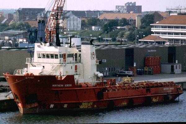 Photograph of the vessel  Northern Genesis pictured in Esbjerg on 29th May 1998