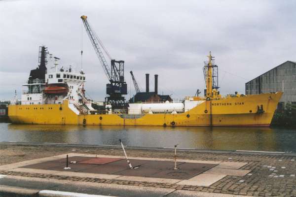 Photograph of the vessel  Northern Star pictured laid up in Salford Docks on 5th August 2000