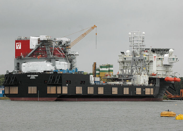 Photograph of the vessel  Oleg Strashnov pictured fitting out in Waalhaven, Rotterdam on 20th June 2010