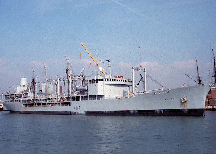Photograph of the vessel RFA Olmeda pictured in Portsmouth Naval Base on 2nd October 1988