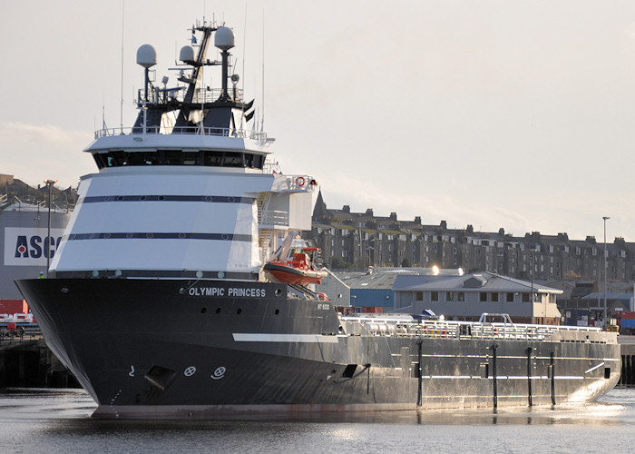 Photograph of the vessel  Olympic Princess pictured departing Aberdeen on 16th April 2012