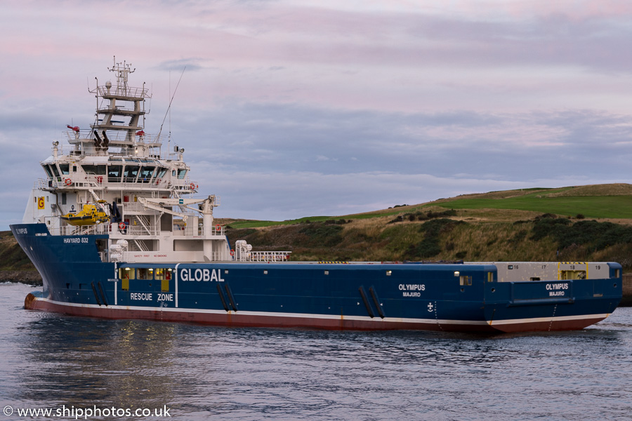 Photograph of the vessel  Olympus pictured departing Aberdeen on 18th September 2015