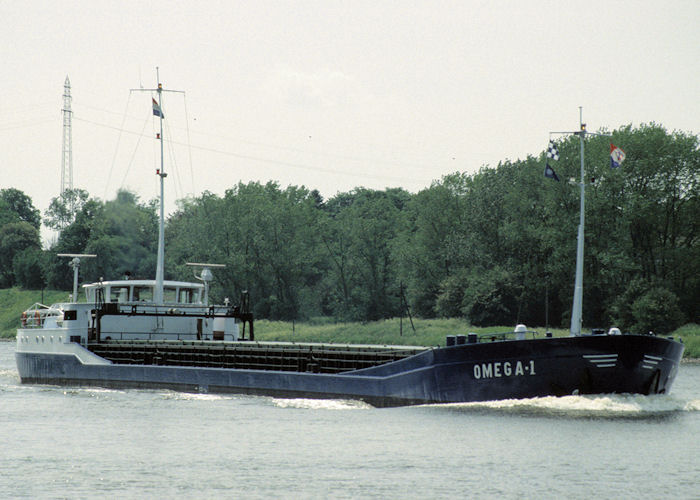 Photograph of the vessel  Omega I pictured passing through Rendsburg on 8th June 1997