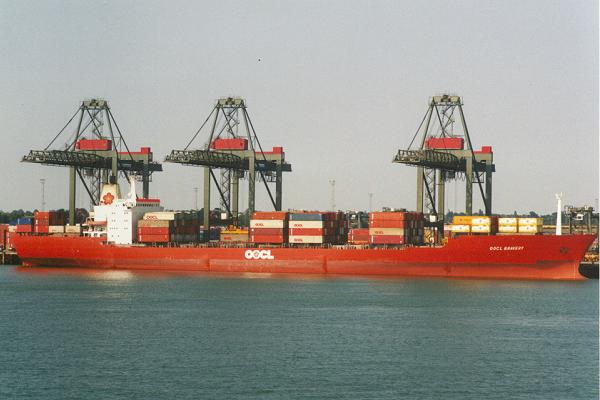 Photograph of the vessel  OOCL Bravery pictured in Felixstowe on 20th August 1995