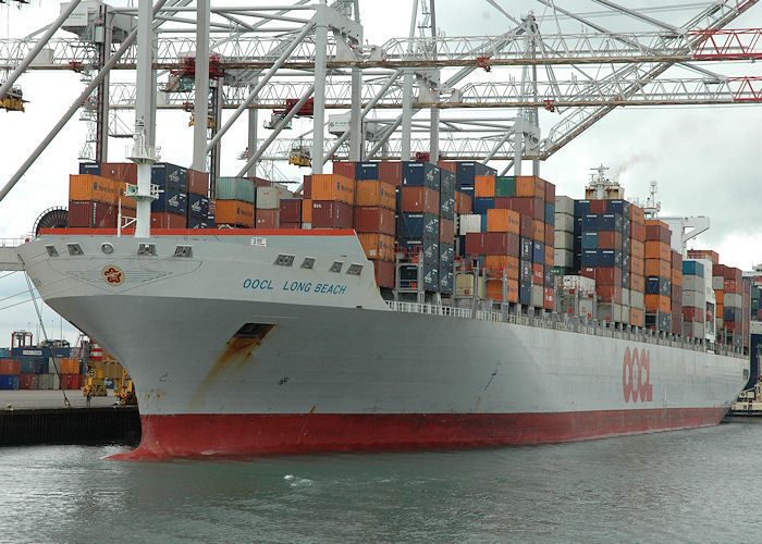 Photograph of the vessel  OOCL Long Beach pictured at Southampton Container Terminal on 14th August 2010