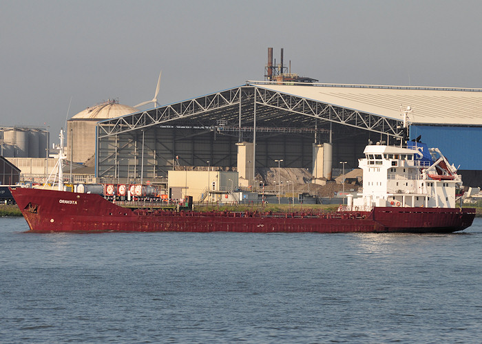 Photograph of the vessel  Orakota pictured arriving at 1e Petroleumhaven, Rotterdam on 26th June 2012