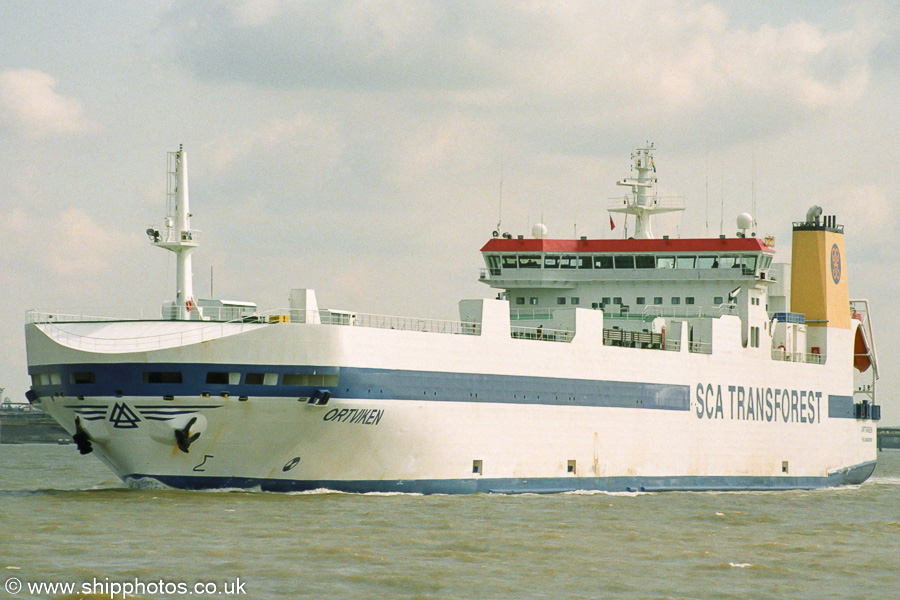 Photograph of the vessel  Ortviken pictured on the River Thames on 16th August 2003