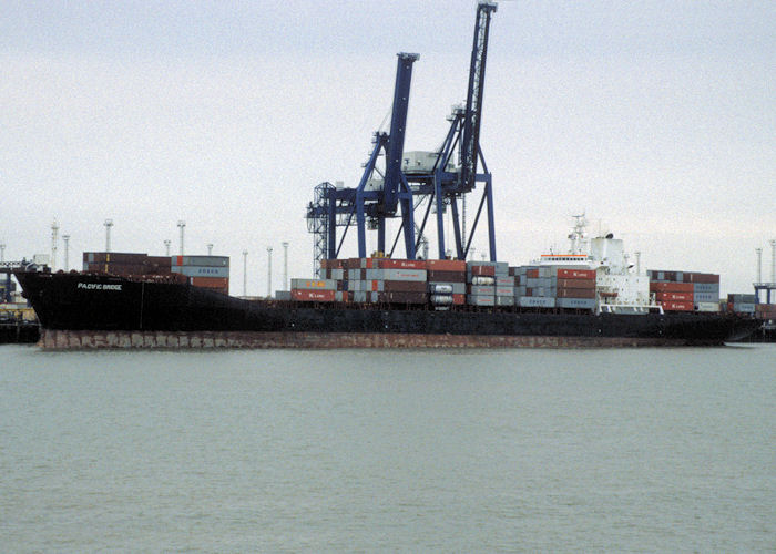 Photograph of the vessel  Pacific Bridge pictured at Felixstowe on 26th May 1998
