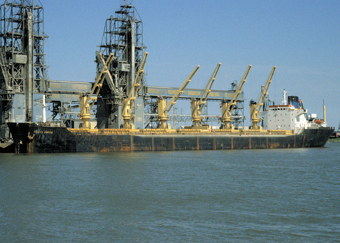 Photograph of the vessel  Paris Junior pictured at Tilbury Grain Terminal on 16th May 1998